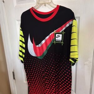 Nike Black and Red Graphic Tee with Neon Accents